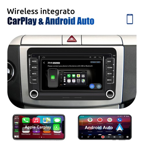 Autoradio DAB+ Carplay Android 13 32G GPS RDS +CAM Per VW GOLF 5 6 Passat Touran - Foto 8 di 15