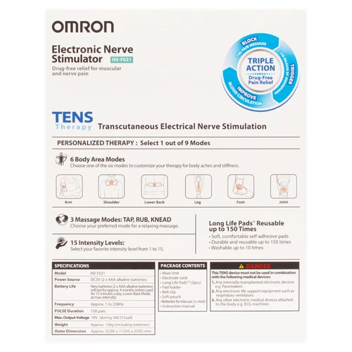 Omron Electronic Nerve Stimulator (HV-F021) TENS Therapy for Muscle Pain Tension - Picture 2 of 4
