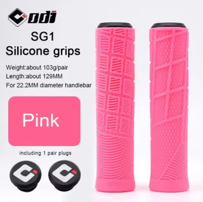 ODI Slip On Waffle Ribbed Griffe Flangeless BMX MTB Bar Ends Pink