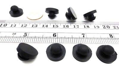 Rubber Stem Grommet Push-In Pad Fits 1/4'' Hole, 1/8'' Thick Panel, Durable Black