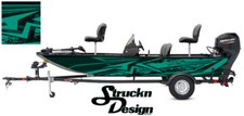 Distressed Dark Teal Pontoon Modern Fishing Graphic Boat Vinyl Wrap Decal Bass