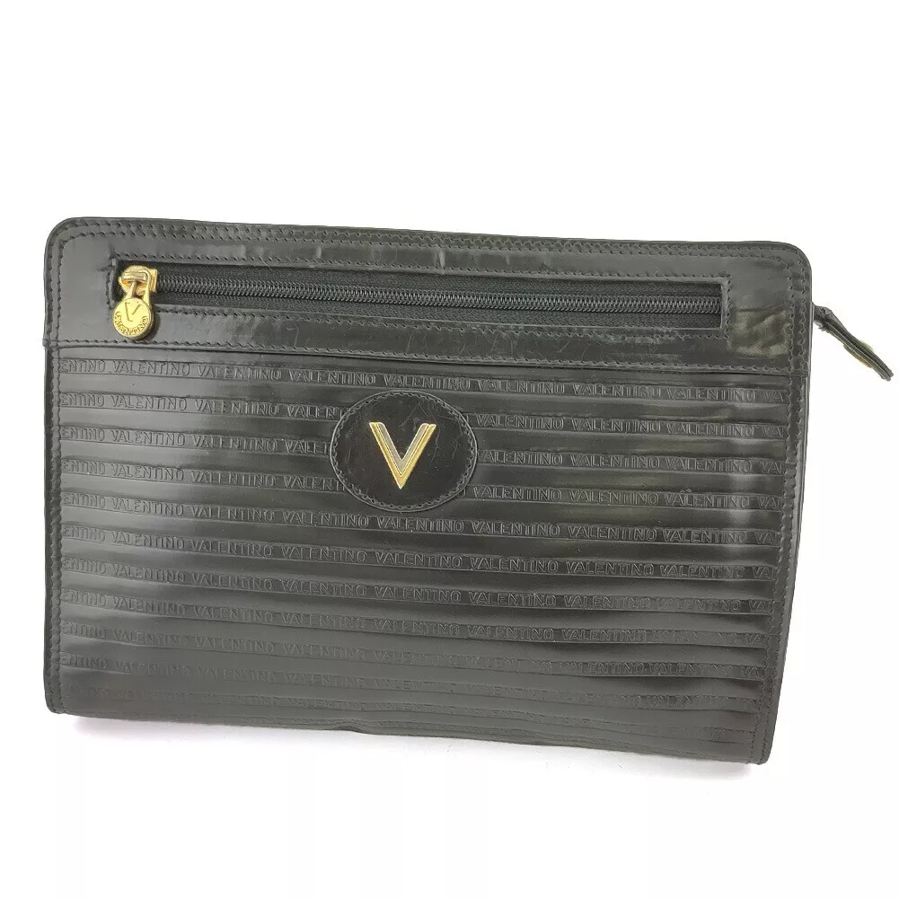 Mario Valentino Clutch Bag V Mark Leather Authentic USED T20090
