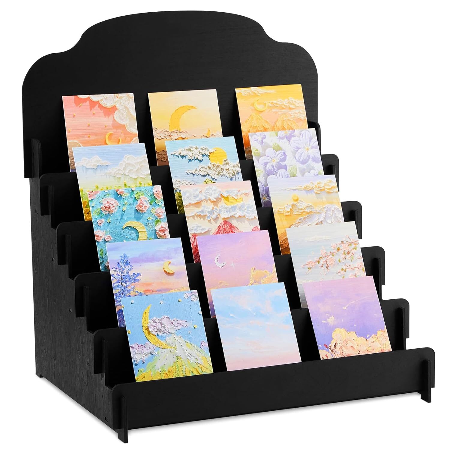 Barydat Tiered Greeting Card Display Stand 15.8 x 13 x 17.7 Inch, Black
