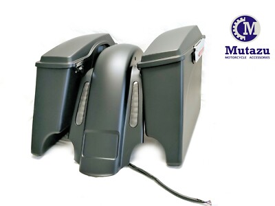 Mutazu Matte CVO 4'' Extended Fender w/ LED + Saddlebags for 93-08 Harley Touring