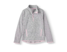 Athletic Works Girls Sweater Fleece Quarter Zip Pullover Gray/Pink, XL, 14-16