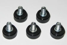 5 X 6-32 x 1/4" Threaded Thumb Screws – Set of 5 – Black – 1/4" Long Thread