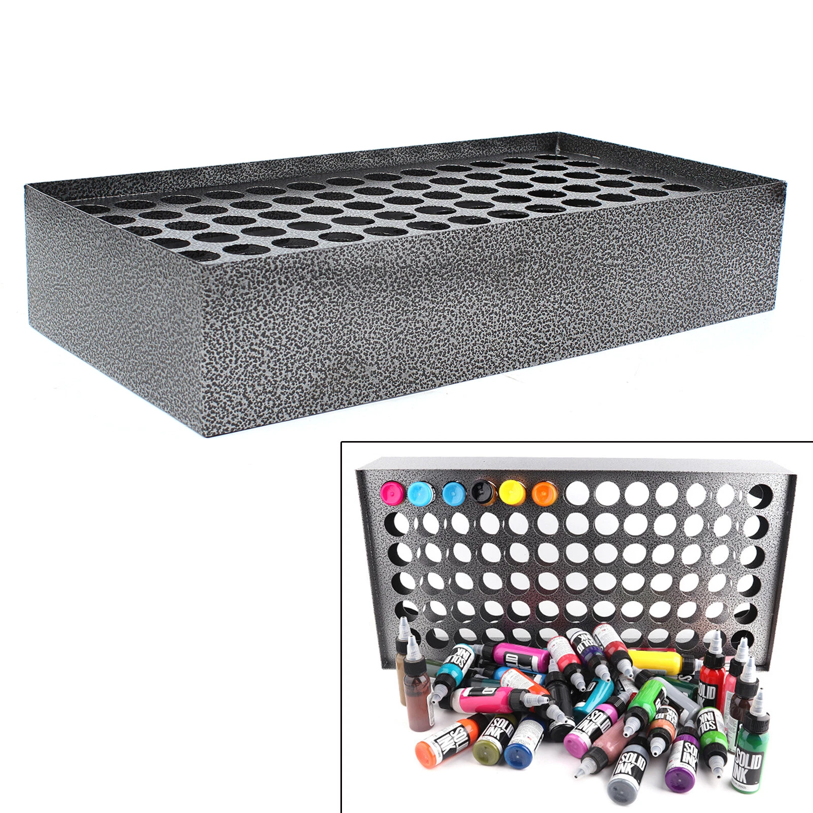 78-Holes Tattoo Ink Rack Wall Mounted Ink Bottle Display Holder Stand Organizer - product detail image 2