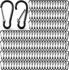 300 Pcs 2" Carabiner Bulk Spring Snap Hooks Bulk Aluminum Alloy Clip Black