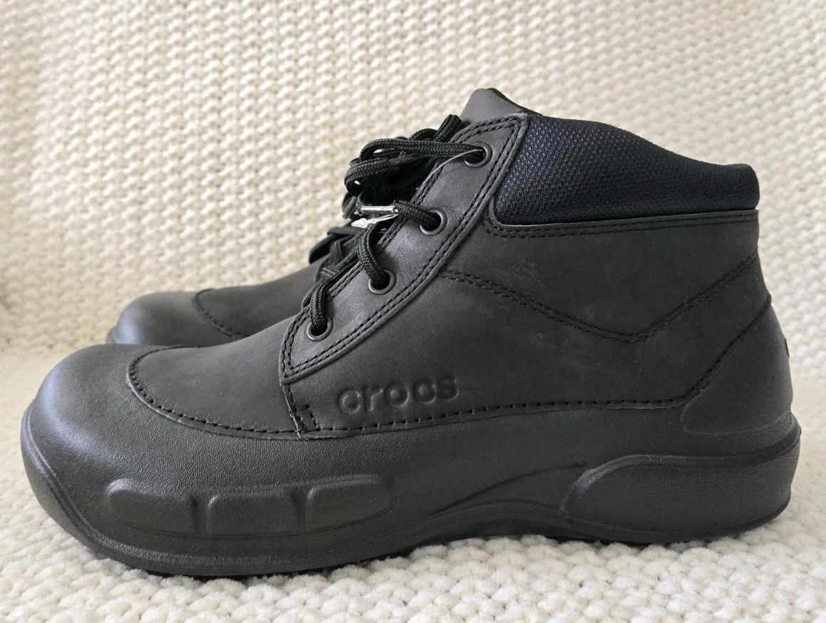 Crocs Men’s Linden Boot Black Leather Lace-Up Chukka Size 12 Vance Mens Barett Knit Chukka Boot Black 8.5 : Target main image 3