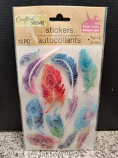 3 D Stickers WATERCOLOR FEATHERS PLANNER SCRAPBOOK CARDS. CRAFTERS SQUARE.
