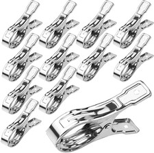 12 Pezzi Mollette Grandi, Acciaio Inox Mollette per Telo, Fermasalviette, Antive