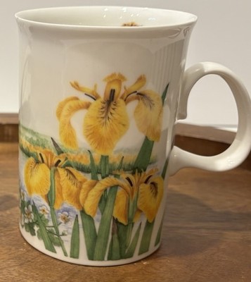 Dunoon Yellow Flag Bone China Coffee Mug Floral Decorated 