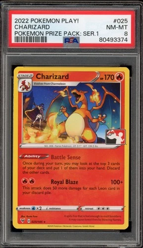Pokemon Charizard Pokemon Prize Pk. Series 1 PLAY! Rare Promo #025 PSA 8