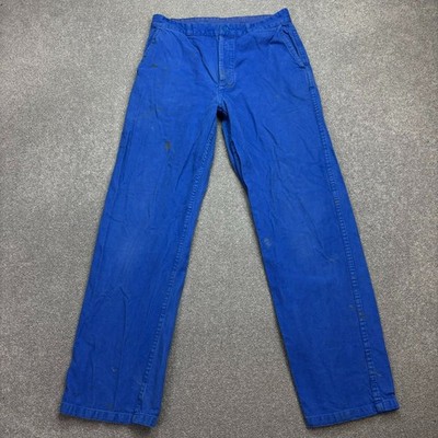 VINTAGE französische Hose Erwachsene 29x30 blau Workwear Chore Distressed Sanfor Herren