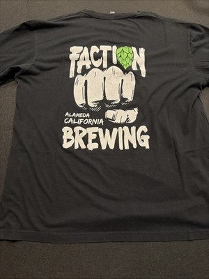 Rare Faction Brewing Alameda California Beer T-shirt Sz XL Unisex Black Beer IPA