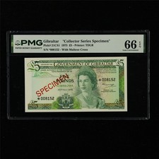1975 Gibraltar"Collector Series Specimen" 5 Pounds Pick#21CS1 PMG 66 EPQ Gem UNC