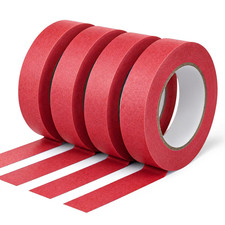 4 Pack Red Painters Tape 1 Inch Wide, Multi-Surface No Residue Masking Tape for