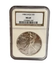 1988 American Silver Eagle $1 Dollar Coin One Troy Ounce 0.999 Fine NGC MS69