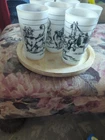 6 Vintage 1950s BORDEN Dairy ELSIE the COW Milk Glass TUMBLERS Hazel Atlas
