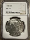 1922 PEACE DOLLAR NGC MS 63