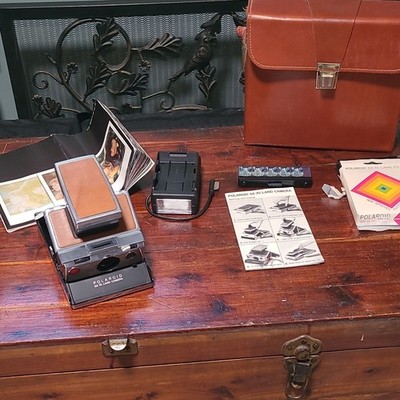 Polaroid SX-70 Land Camera Brown Silver Black w/ Accessories Case Flash Manuals