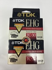 TDK 2 Pack E-HG TC-30 VHS-C Extra High Grade Camcorder Blank Tapes, NEW