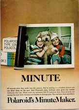 Polaroid MinuteMaker Instant Camera Ad 1970s Kids Dog Photography Vintage Print