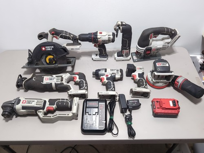 #ad Porter Cable 20v 12 Pc Tool Set Battery Saws Grinder Impact Light Drill Video $460.70