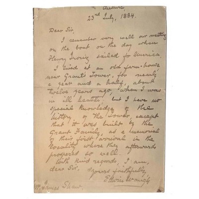 EDWIN WAUGH The Poet Photo of Letter Written in 1884 - Antique Photograph c1905