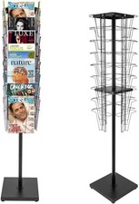 36 Pockets 360° Rotating Magazine Rack Comic Book & Brochure Display Stand 63In