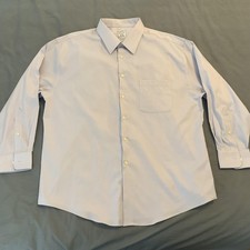 Pronto Uomo Dress Shirt Mens 18 32/33 Blue Non Iron Cotton Long Sleeve Pocket