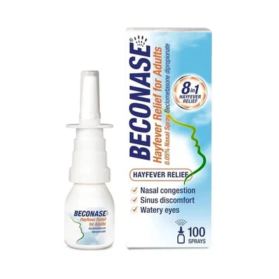 2x Beconase Hayfever Relief Nasal Spray - 8 in 1 for Hayfever Relief, Congestion