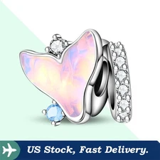 KUNSIR 925 Sterling Silver Sparkling Fish Tail Bead Charm For Bracelets DIY Gift