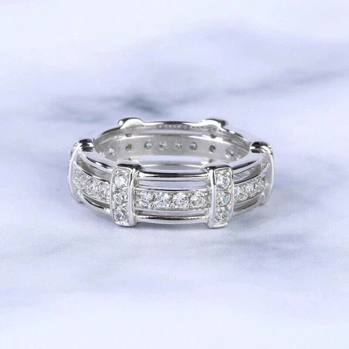 2Ct Lab-Created Diamond Full Eternity Wedding Band Ring 14k White Gold Plated