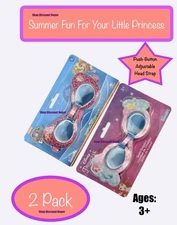 2 Girl's Swim Goggles Paw Patrol Skye Disney Princess Ariel Pool Party Ages 3+