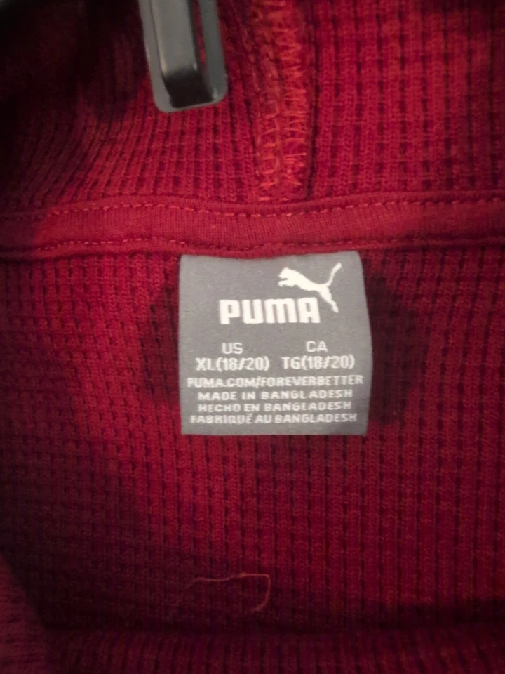 Puma Niños Pullover Sudadera con Capucha Rojo Manga Larga Bolsillos XL, NUEVO CON ETIQUETAS Foto 4 de 4