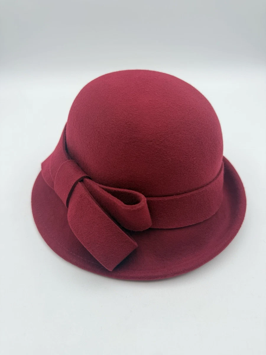 Zephyr Cloche Hat Vintage Felted Fur or Wool Women Size 6 3/4 Red Librarian Chic Cloche Red 100% Wool Vintage Hats for Women for sale | eBay main image 3