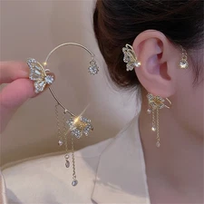 Butterfly Tassel Style Zircon Earrings Clip Non Piercing Wrap Jewelry Earring