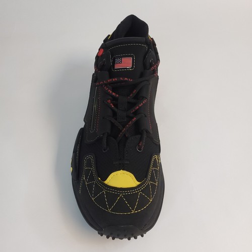 Polo Ralph Lauren Sport PS200-SK-LTL Black Yellow Red Sneakers US Mens Size 10.5 - Picture 4 of 12