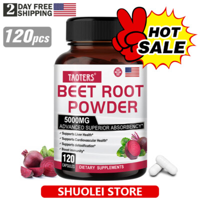 Organic Beet Root Powder Capsule 5000mg per serving Aids in Healthy Circulation