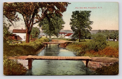 Old Mill Wood Bridge River Frankfort New York NY c1908 Postcard