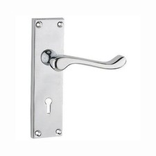 Victorian Scroll MORTICE-KEYHOLE Door Handle set Polished Chrome Sets of 1-3