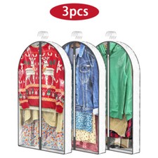 3PCS Clear Garment Bag Hanging Clothes Travel Coat Suit Dress Storage Dust Cover