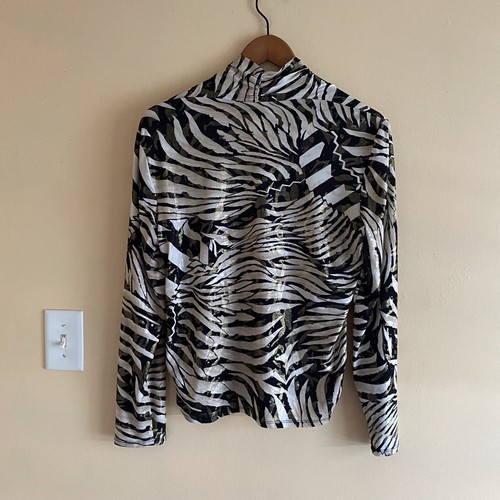 Jospeh Ribkoff Blouse Woman 14 Animal Print Sparkle Sheer Ruching V Neck Office - Bild 3 von 16