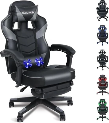 PULUOMIS Massage Gaming Stuhl Bürostuhl Chefsessel Drehstuhl mit Fußstütze 150kg