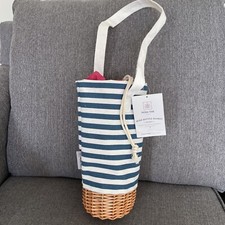 Malbec Insulated Canvas and Willow Wine Bottle Basket, Wine Tote, Wine Gift Bag