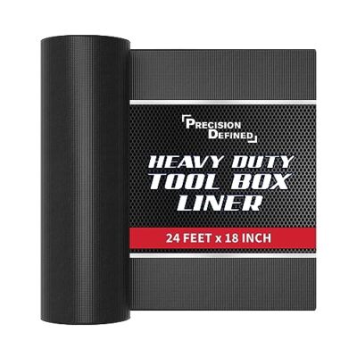 Professional Grade Tool Box Liner 18'' x 24 ft Black Non-Slip Mat Thick Shelf ...