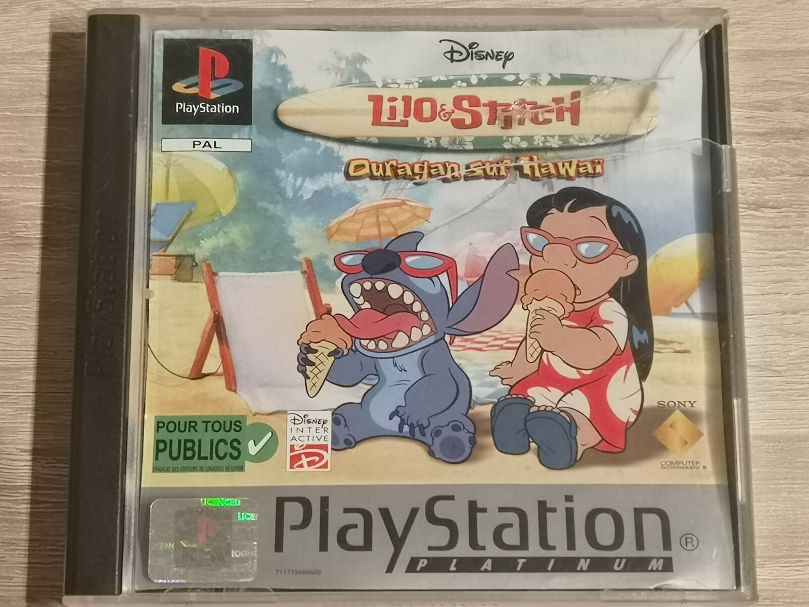 DISNEY LILO STITCH OURAGAN SUR HAWAI SONY PS1 PLAYSTATION 1 SLIM PS2