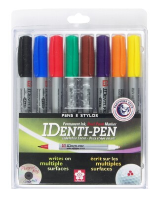 44162 Sakura Identi-Pen Dual Tip Permanent Marker, Fine/Ex Fine Pack of 8 Colors