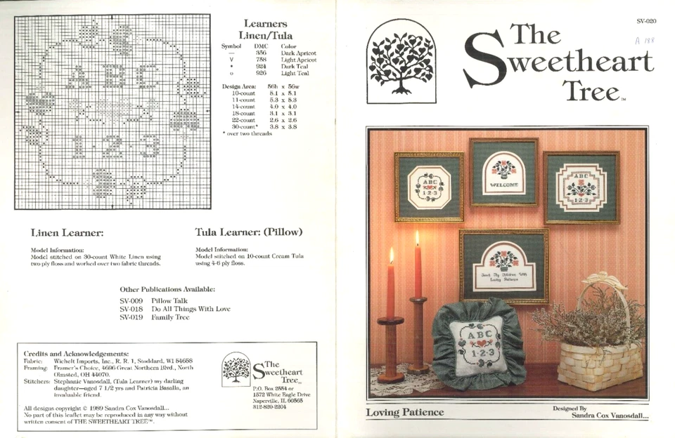 Loving Patience Cross Stitch Patterns 1989 Vanosdall Welcome ABC 123 Sampler - Image 3 of 3
